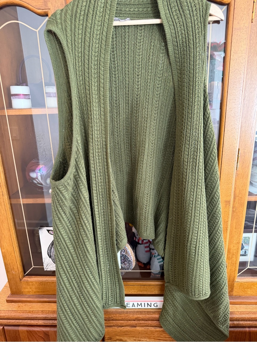 J. Jill Cable Knit Wool Blend Drape Front Sweater Vest